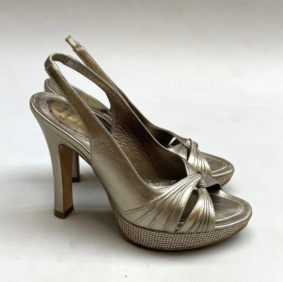 René Caovilla Swarovski Slingback Peep-Toe Pumps