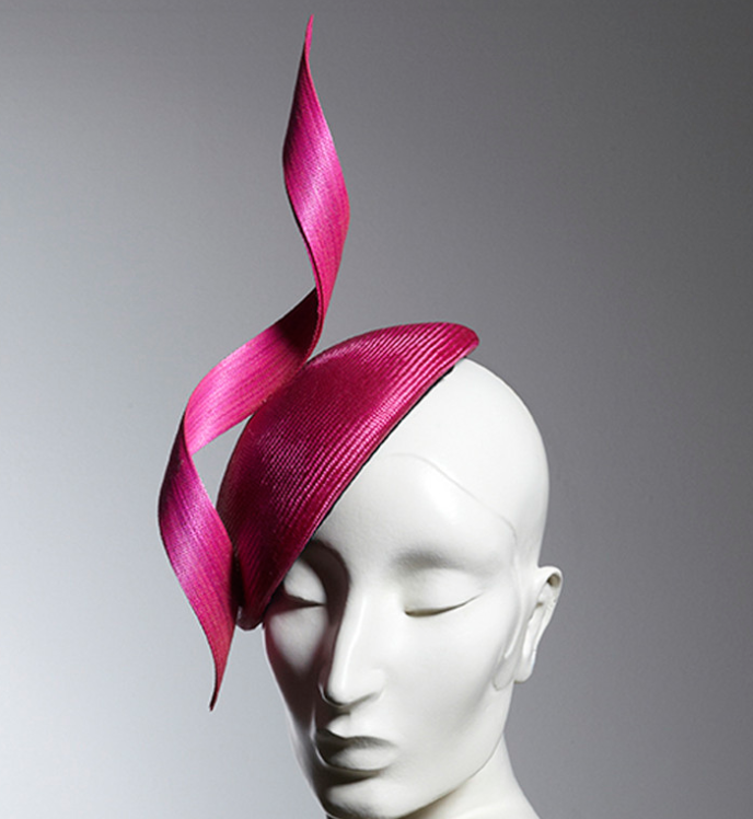 Philip Treacy Flower Percher Hat in Fuchsia Satin