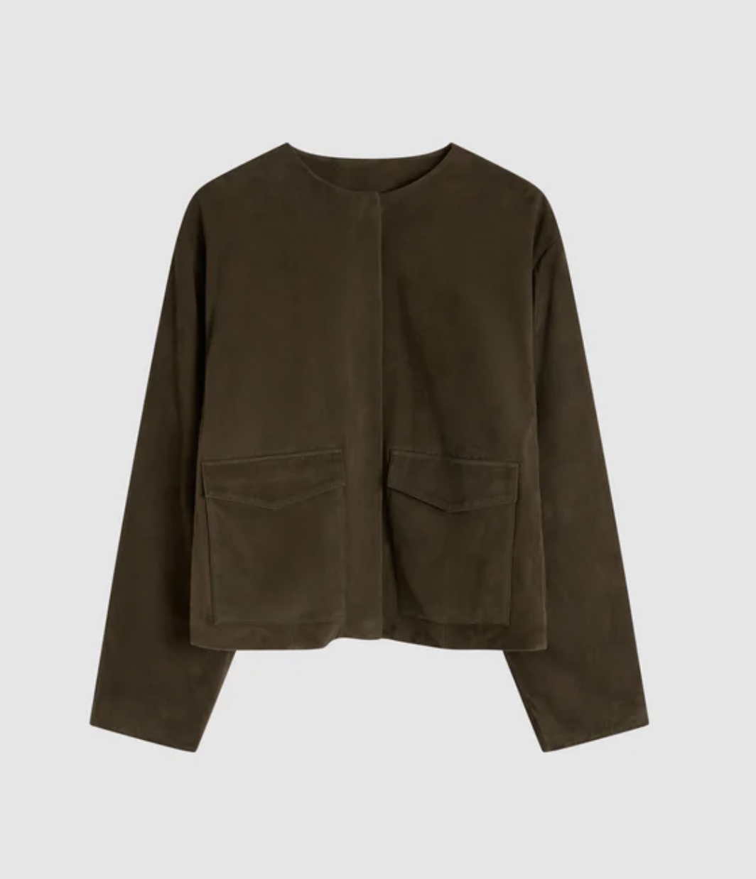 St. Agni Suede Utility Cocoon Bomber in Khaki