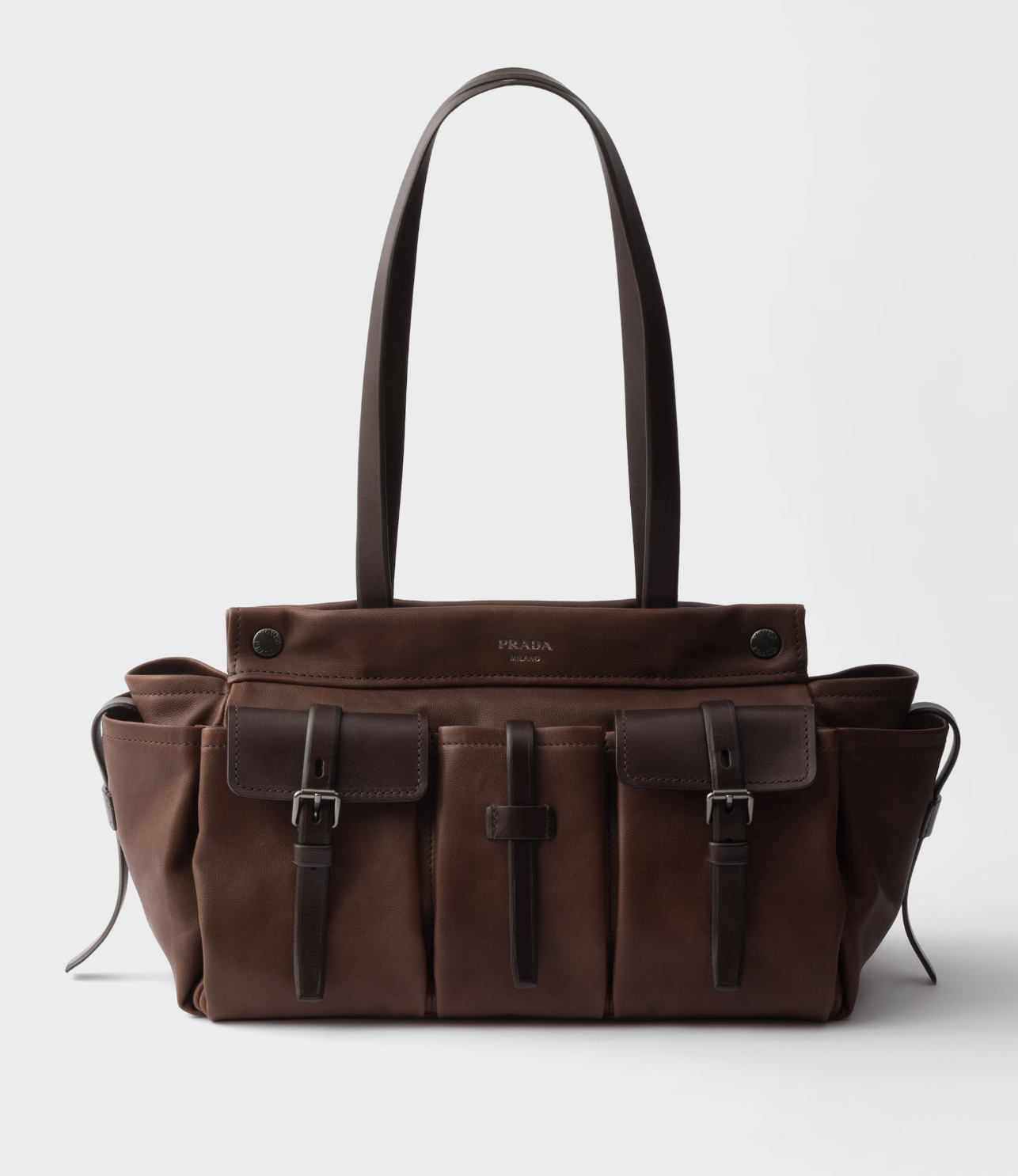 Prada Route Large Tote Bag in Cocoa Brown Leather