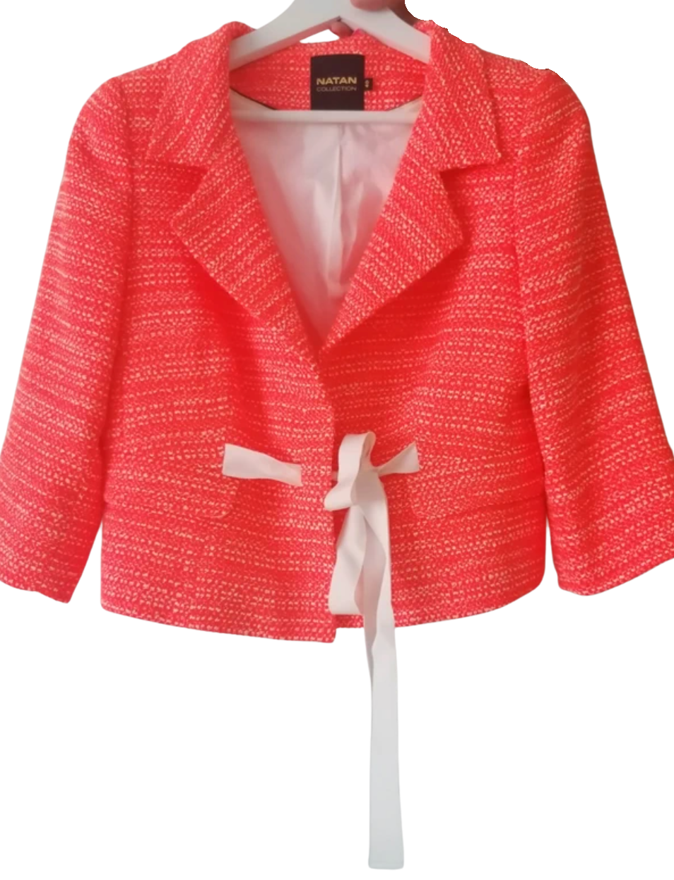 Natan Ribbon Belt Jacket in Orange