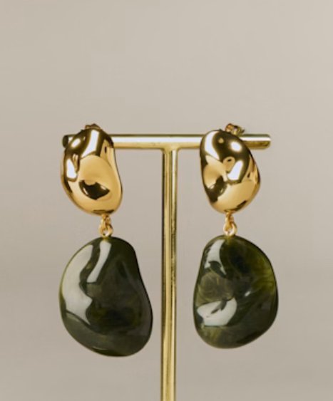 Sézane Solene Earrings in Khaki Gold