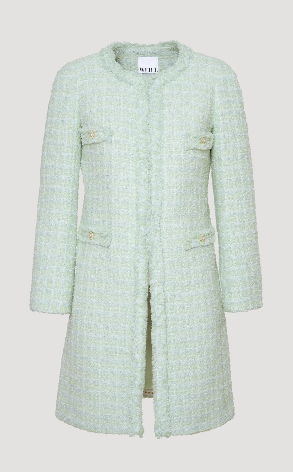 Weill Long Fringed Tweed Jacket