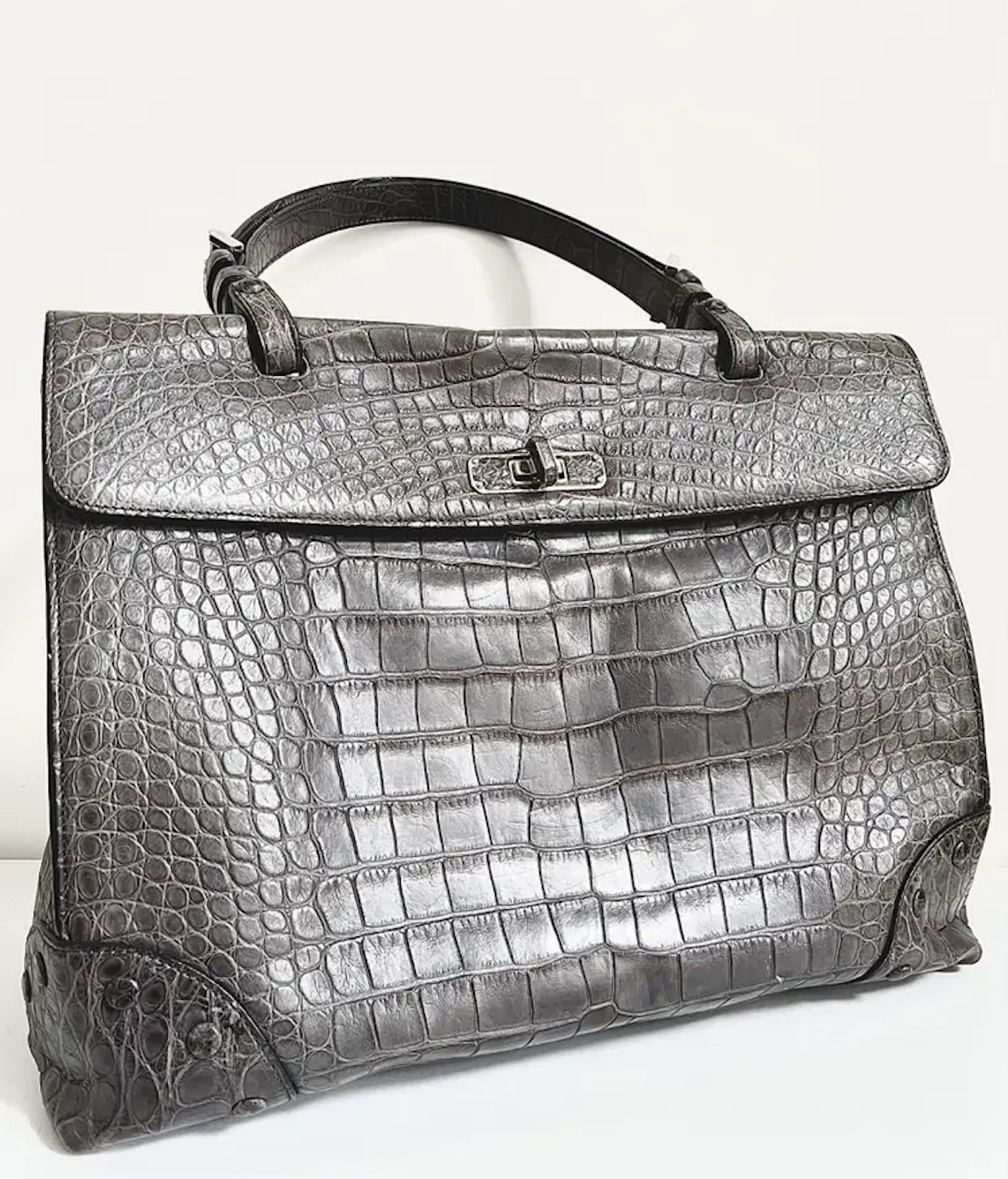 Giorgio Armani Croc Embossed Bag in Blue
