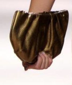 Natan Gathered Clutch in Taupe Suede