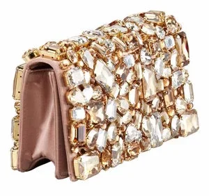 Prada Raso Pietre Embellished Satin Clutch in Pink