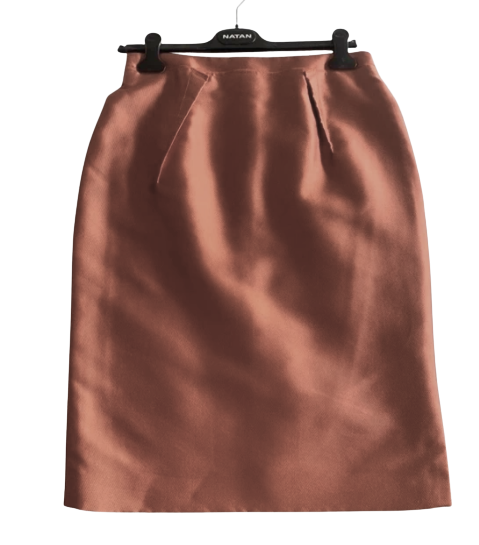 Natan Satin Knee-Length Skirt in Bronze