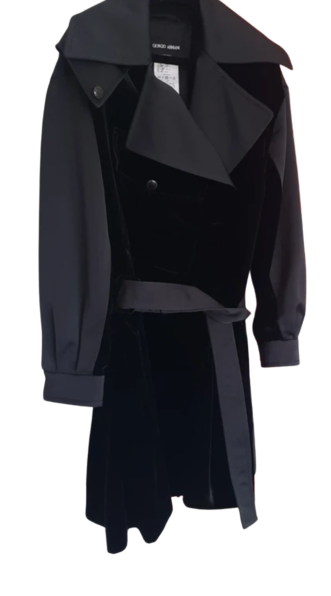 Giorgio Armani Velvet and Fabric Trench Coat