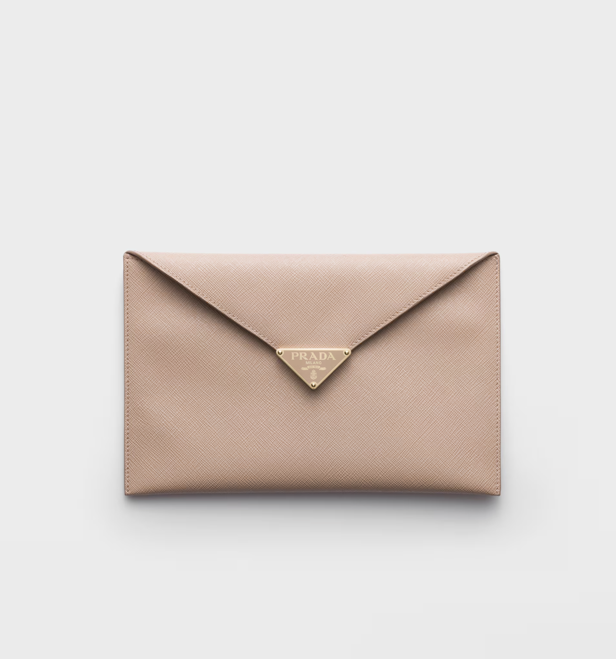 Prada Leather Envelope Clutch in Powder Pink