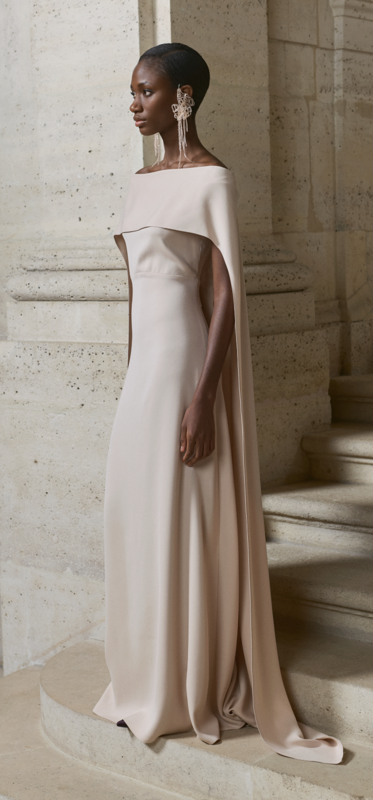 Natan Couture Regris Sleeved Gown in Light Blue