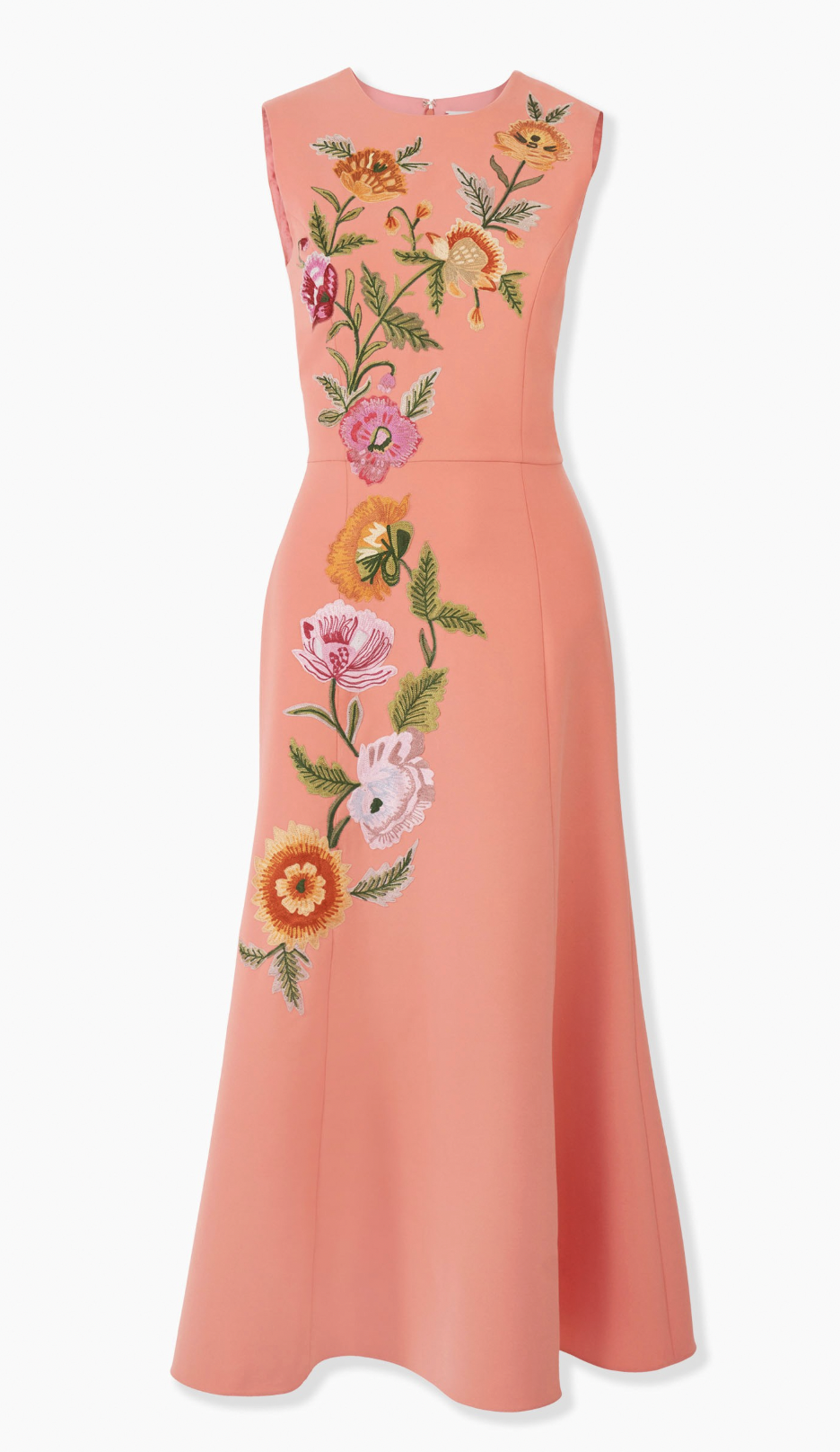 Carolina Herrera Floral-Embroidered Midi Dress in Sunset Multi