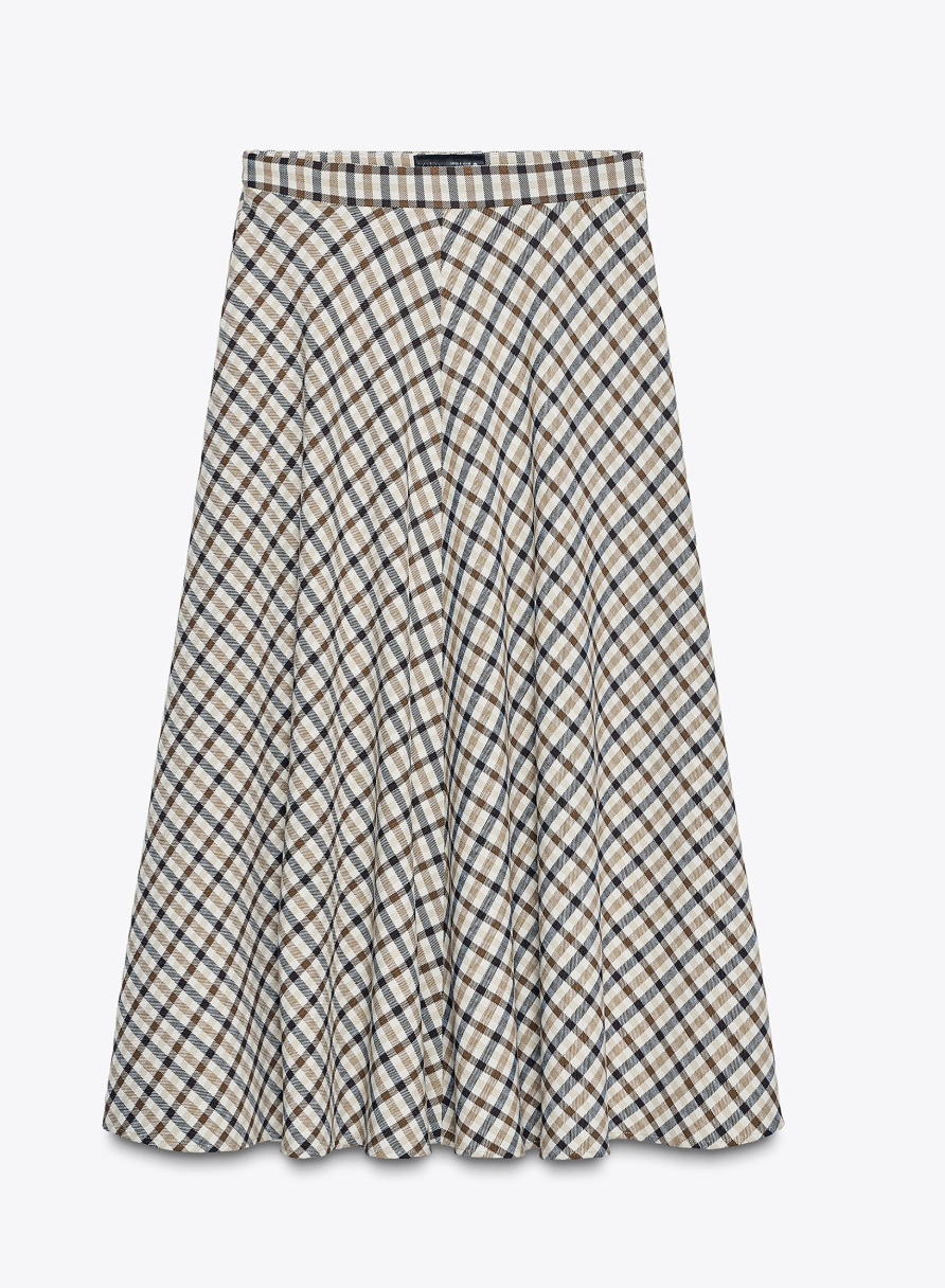 Zara ZW Collection Check Cape Skirt