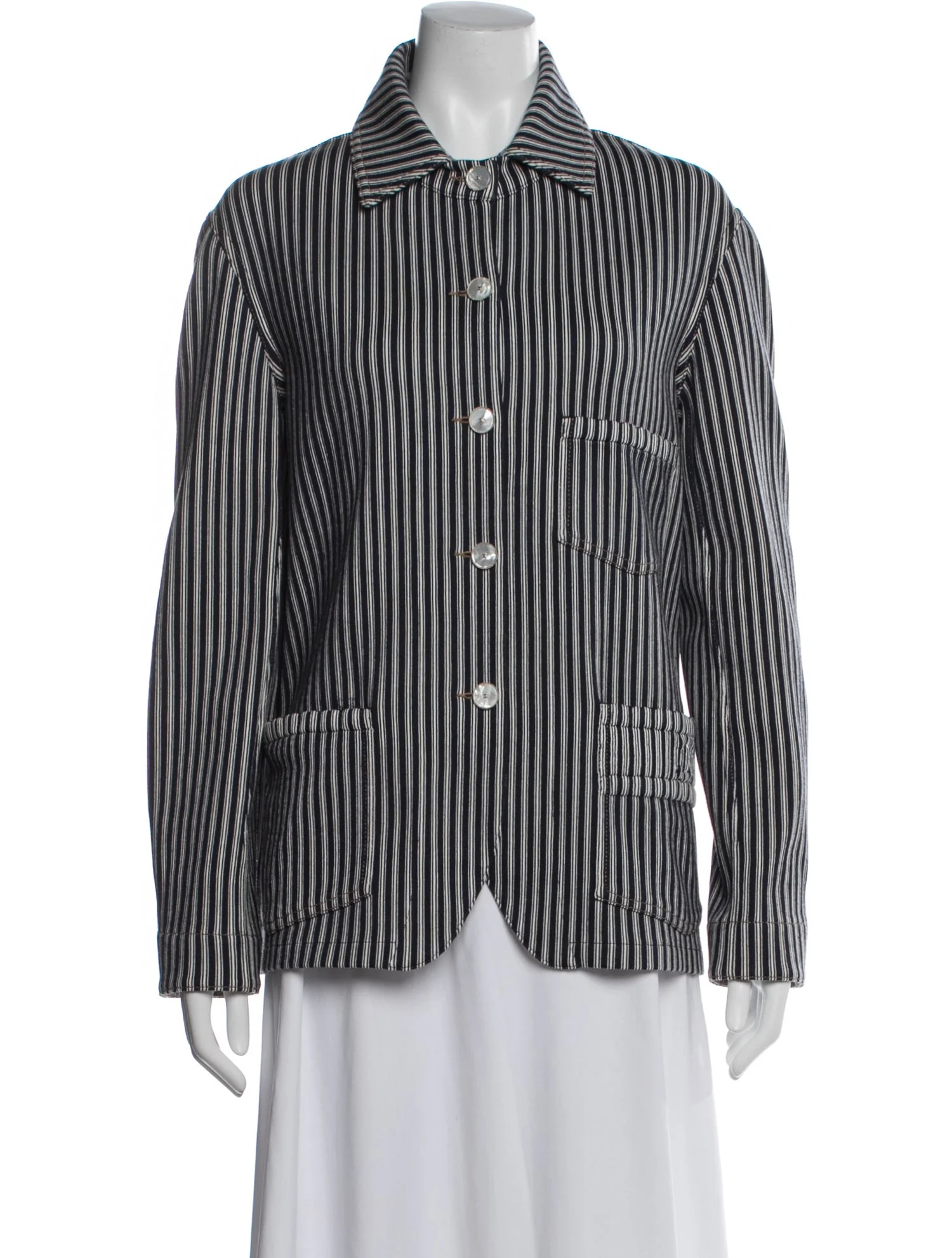 Chanel Cotton-Silk Stripe Shirt Jacket