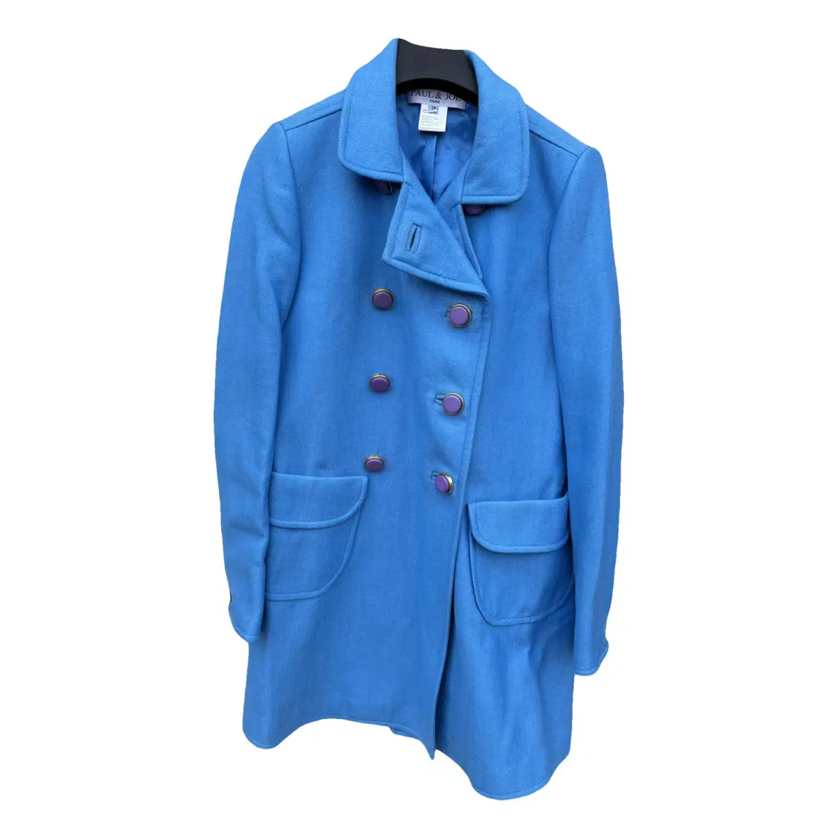 Paul & Joe Double-Breasted Wool-Cotton Coat in Blue.png