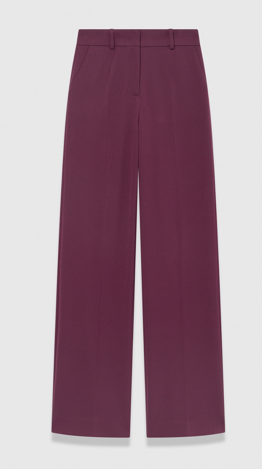 The Fold Alzira Straight Flared Trousers in Summer Plum
