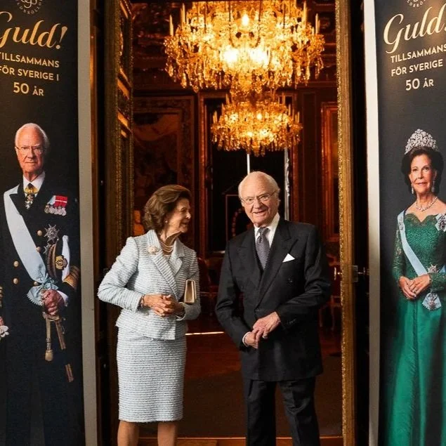 King Carl Gustaf and Queen Silvia visit Golden Wedding Anniversary Exhibition