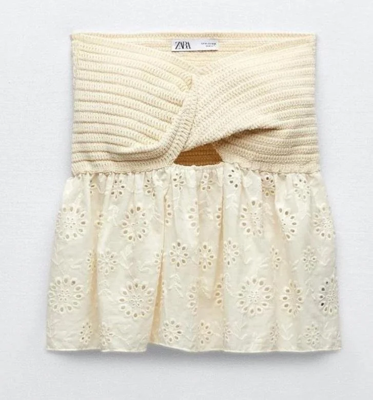 Zara Combination Knit Top in White.jpg