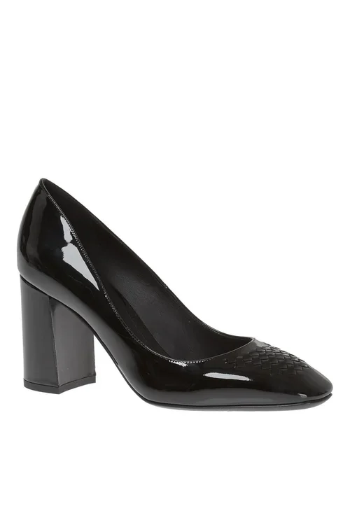 Bottega Veneta Intrecciato-Toe 80 Pumps in Black