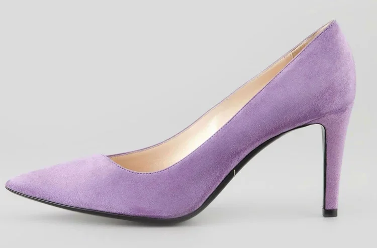 Giorgio Armani Asymmetric Pointed Pumps in Purple Suede
