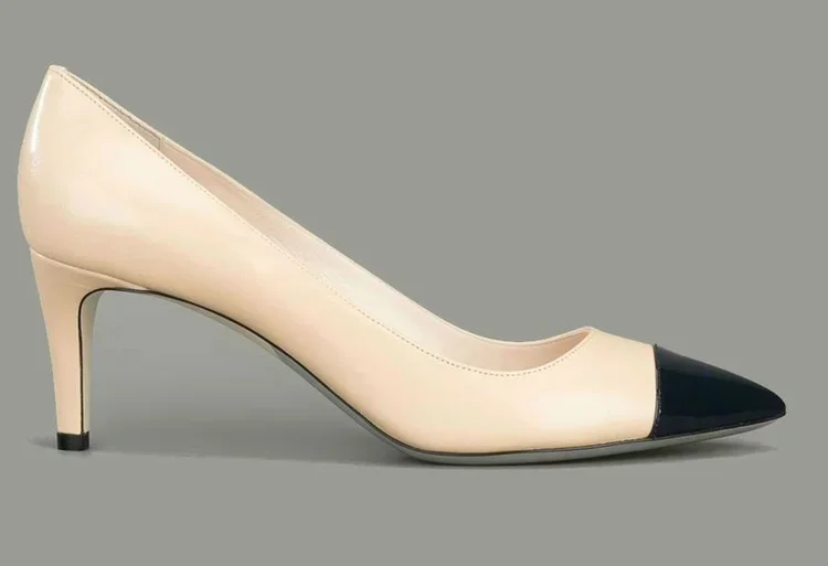 Giorgio Armani Cap-Toe Pumps in Beige/Black