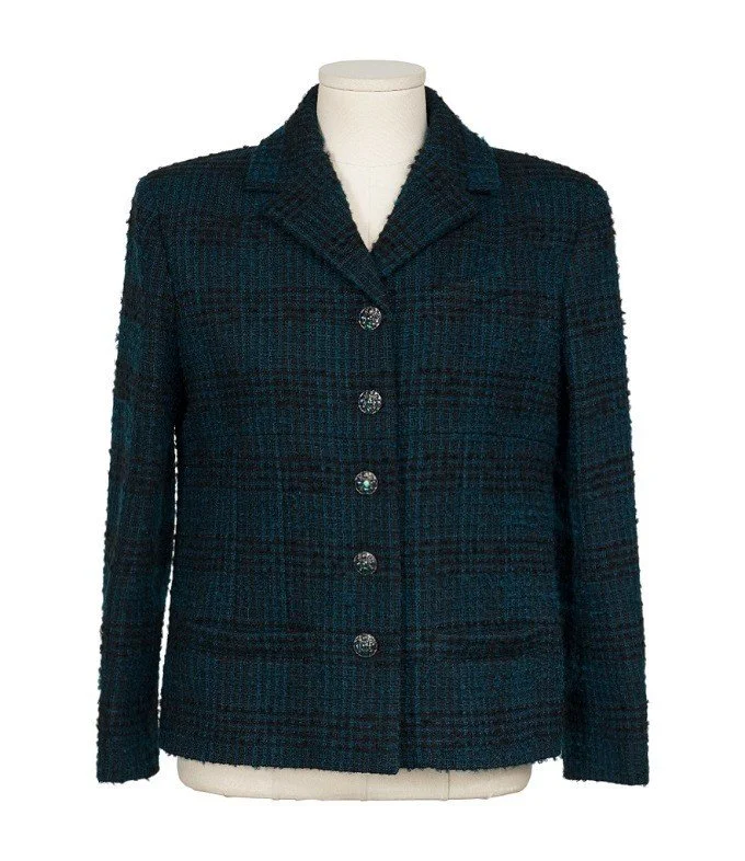 Chanel Plaid Tweed Jacket in BlackGreen.jpg