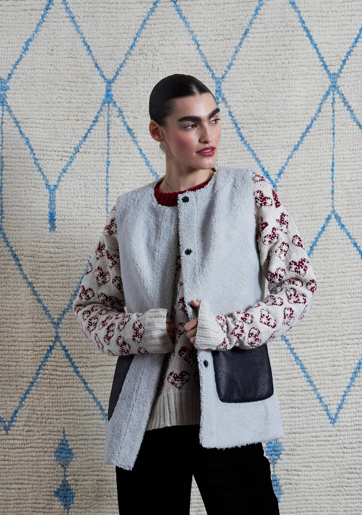 Muzungu Sisters Vanina Gilet in Black with White.jpg