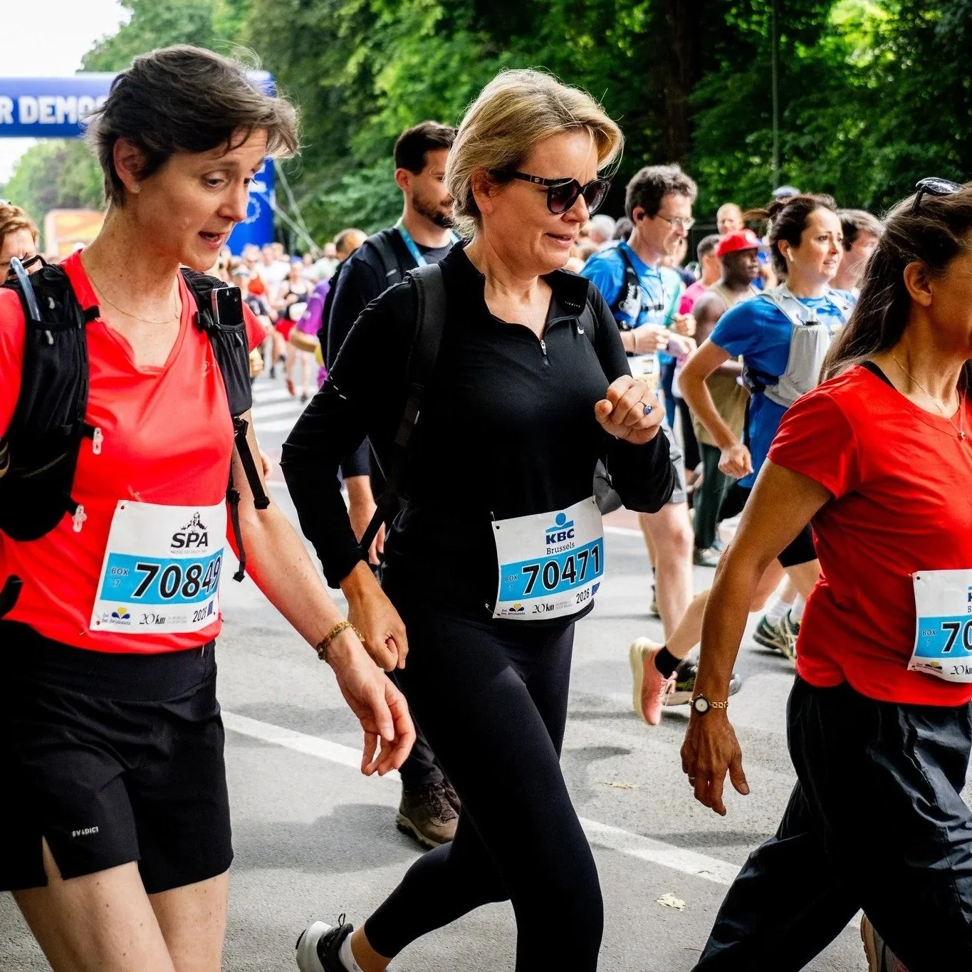 Queen Mathilde and Prince Emmanuel take part in 20 km of Brussels