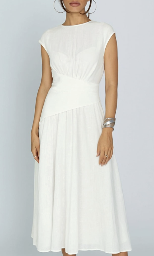 Mantu Asymmetrical Waist Dress in White