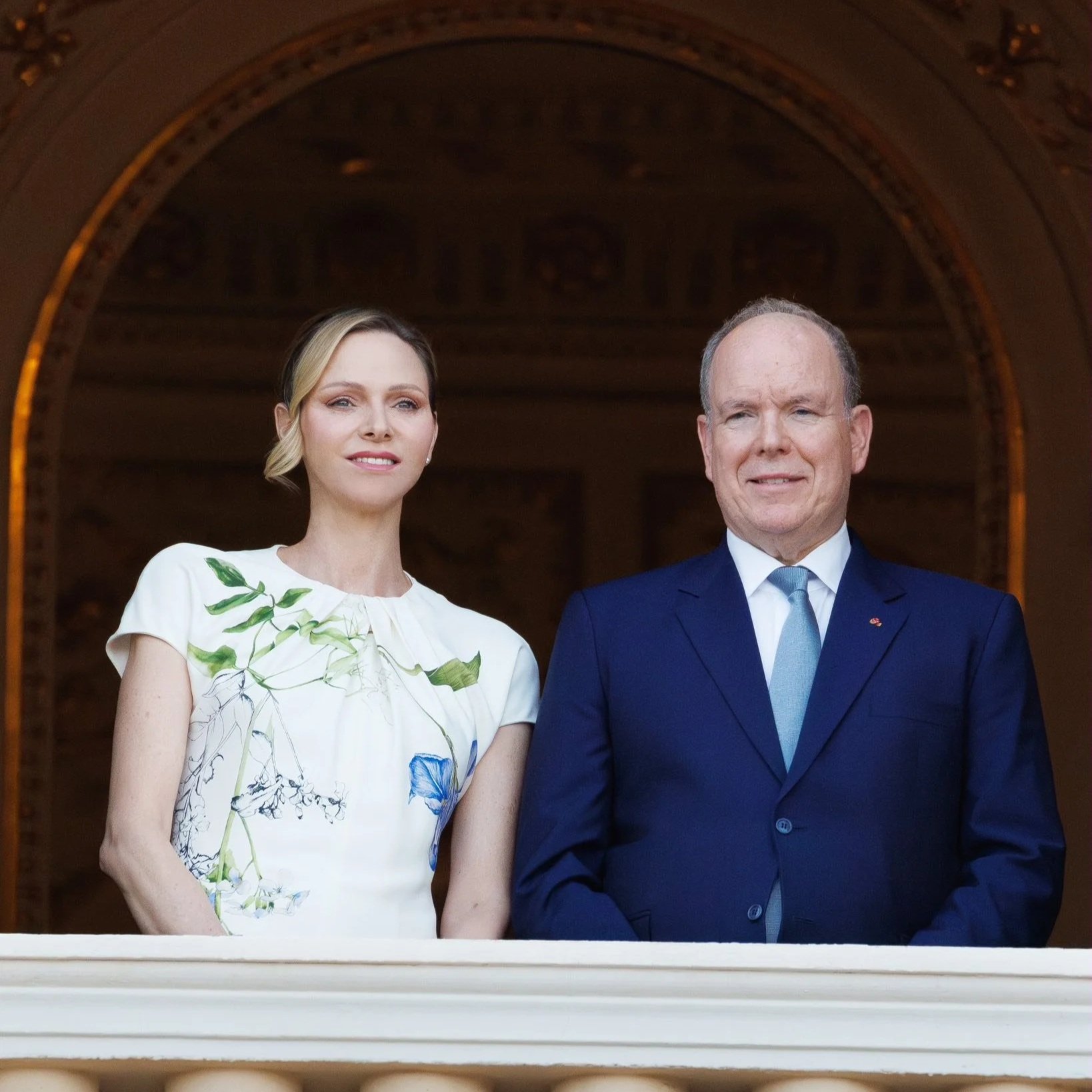 Prince Albert and Princess Charlene watch Feast of Corpus Christi procession
