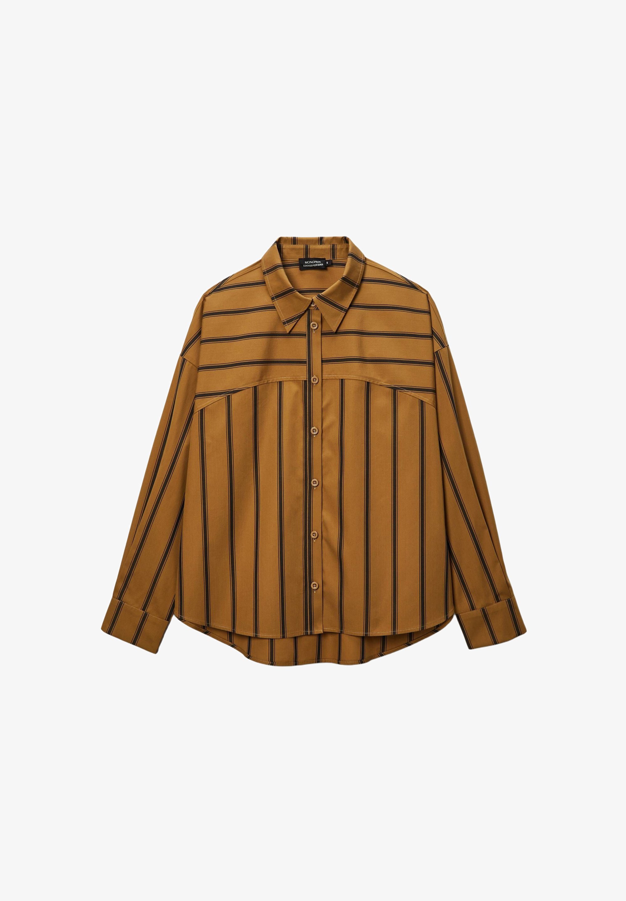 Monoprix Long-Sleeved Striped Shirt in Old Gold.jpg