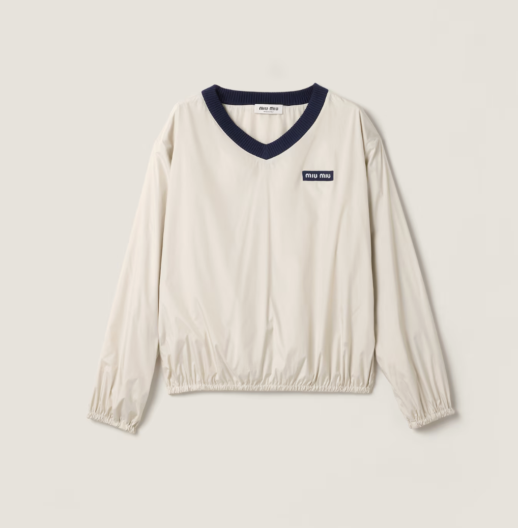 Miu Miu Technical Pongé Sweatshirt in Opal