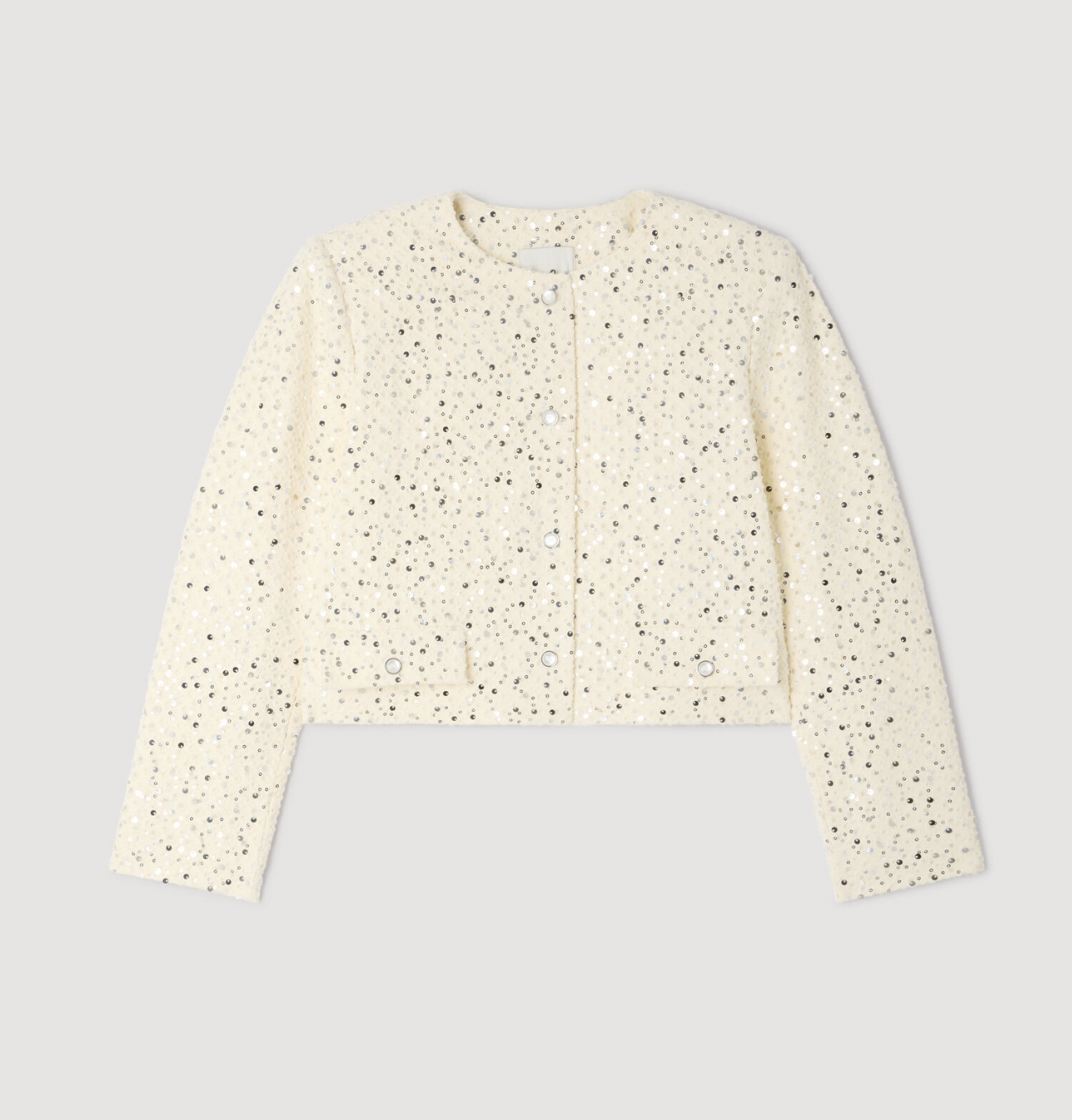 Sandro Cropped Sequinned Cotton Jacket