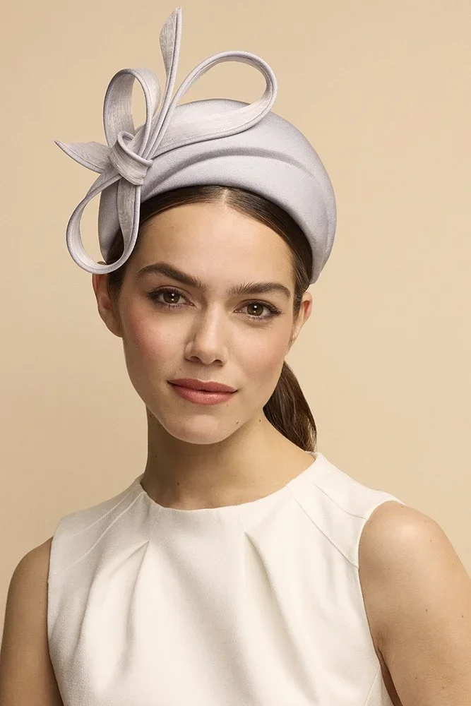 Juliette Botterill Sculpted Silk Bow Headband in Nude