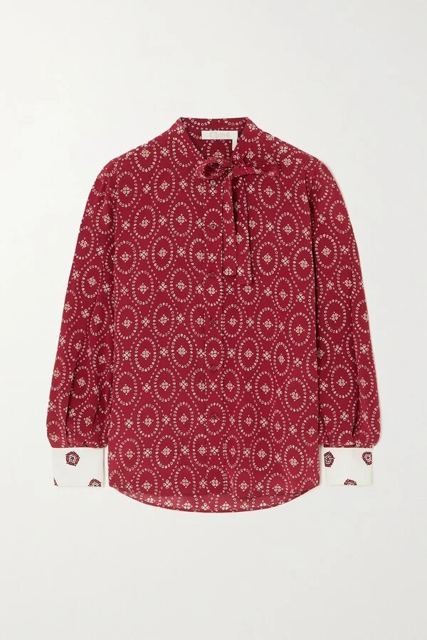 Chloé Tie-Detailed Printed Silk Blouse.jpg