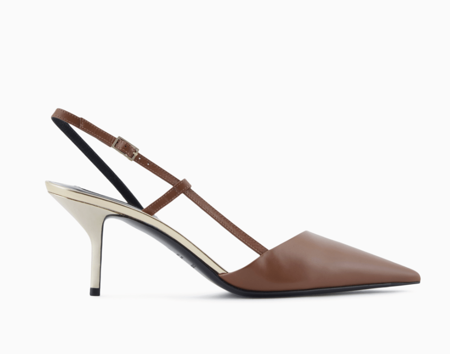 Giorgio Armani Slingback Pumps in Brown Calfskin