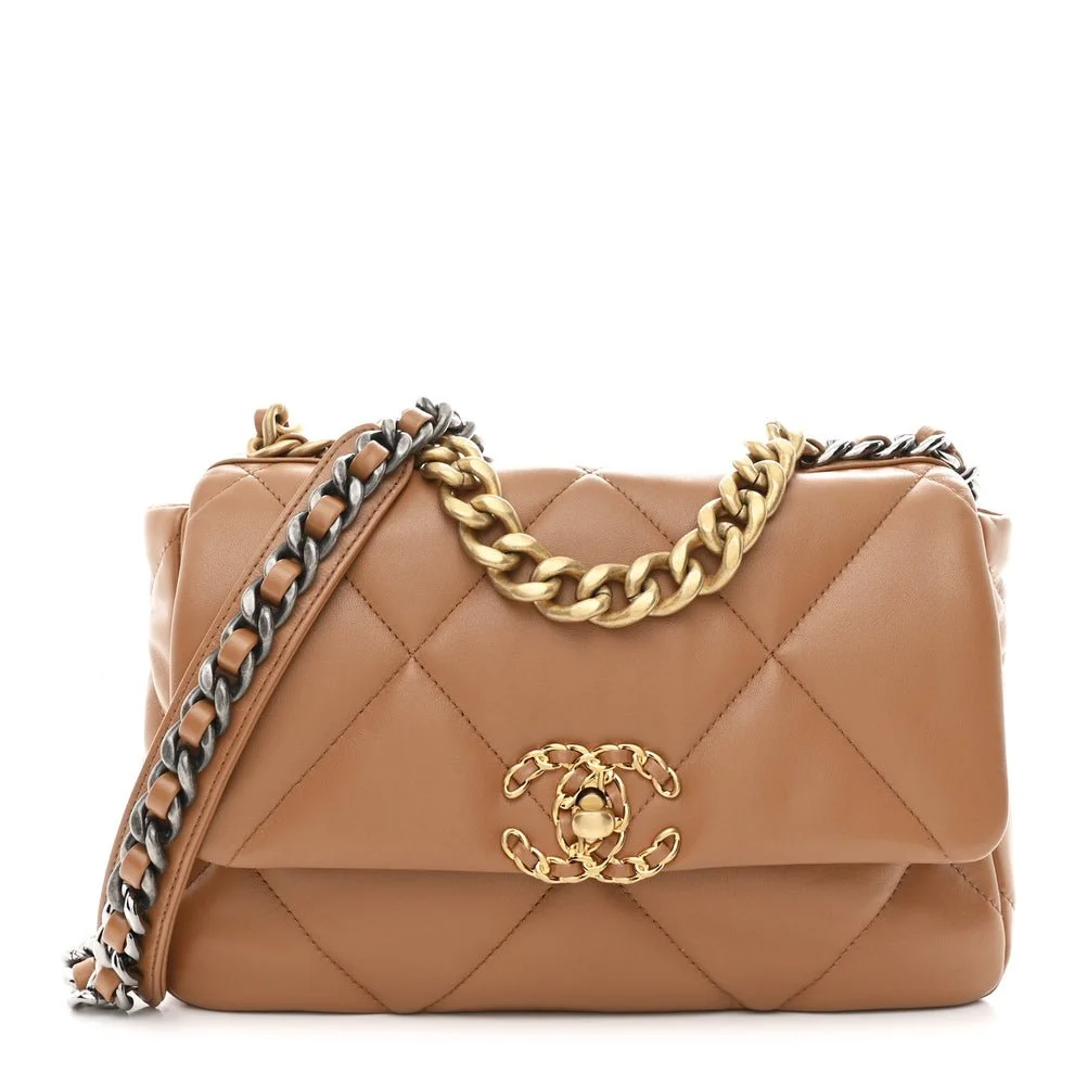 Chanel 19 Handbag in Tan Quilted Lambskin.jpg