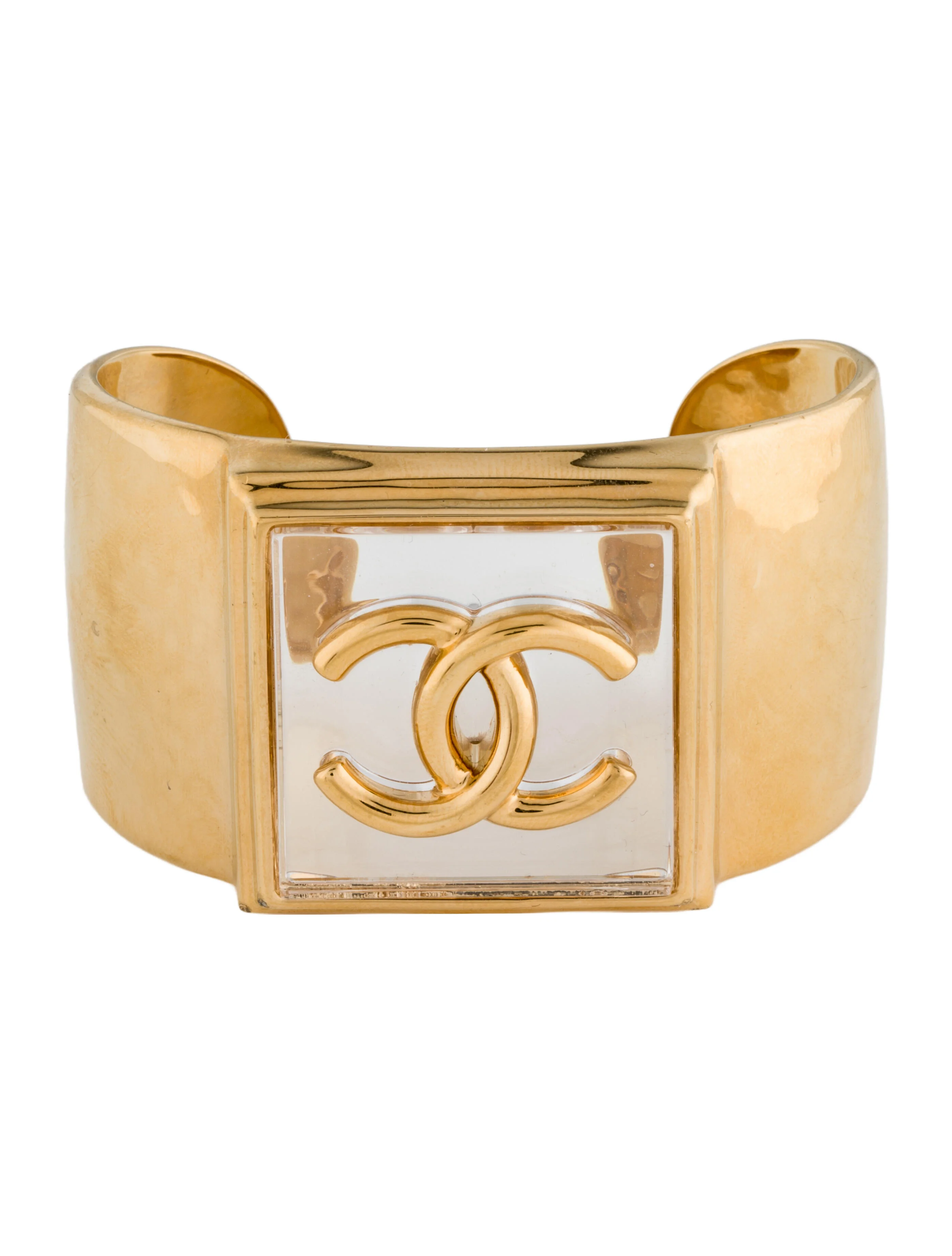 Chanel CC Gold Resin Cuff Bracelet