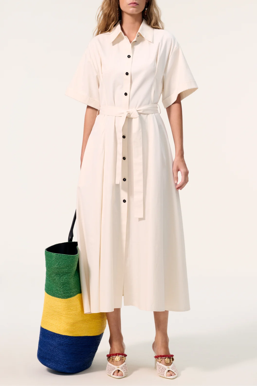 Chanel Cotton & Silk Midi Shirt Dress in Ecru.png