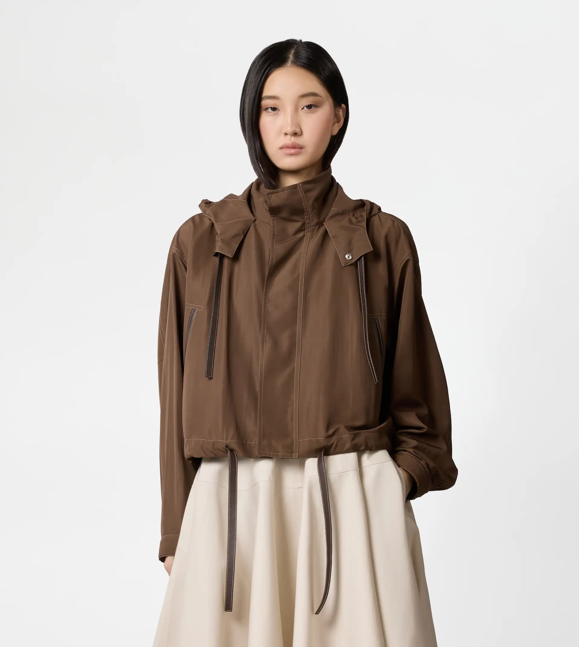 Tod's Short Windbreaker in Brown Silk Blend.png