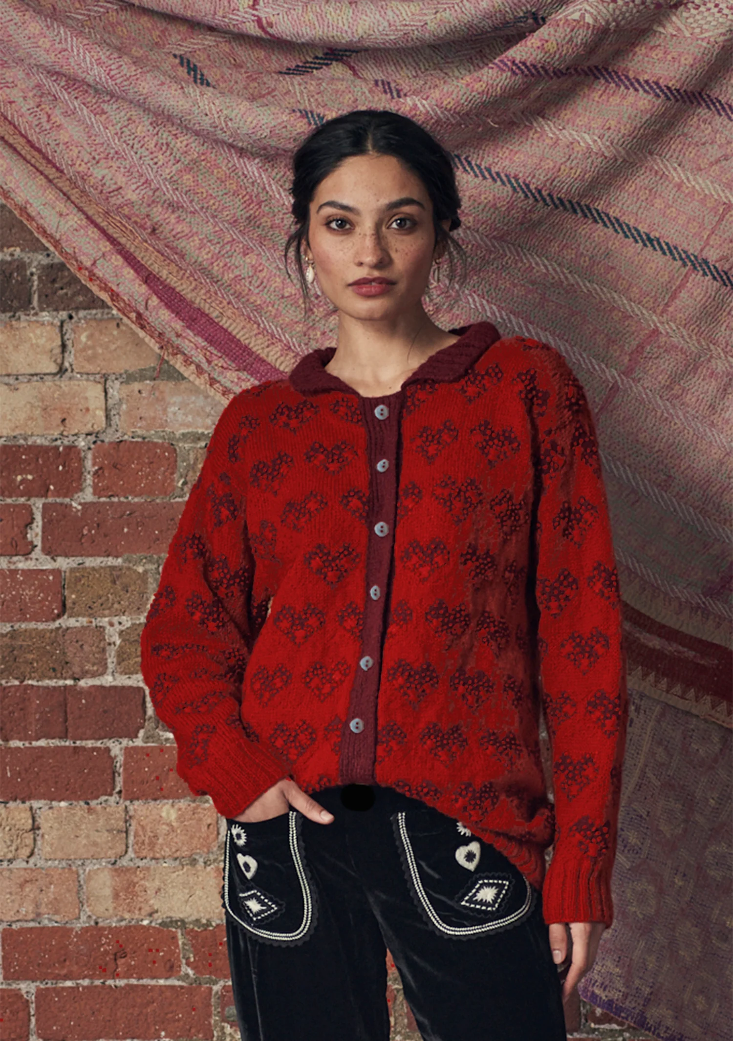 Muzungu Sisters Elisa Cardigan in Burgundy and Red.png