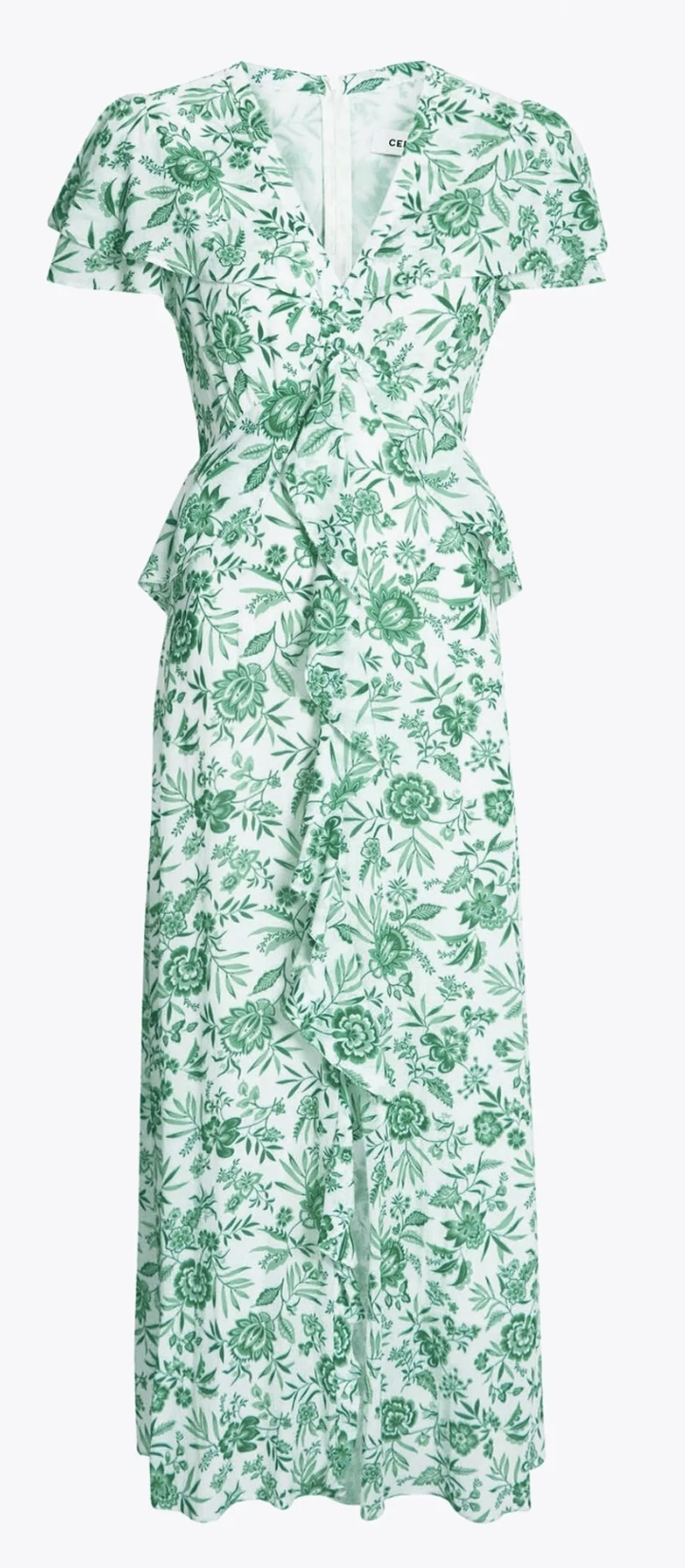 Cefinn Vivienne Dress in Green Palm Floral Print