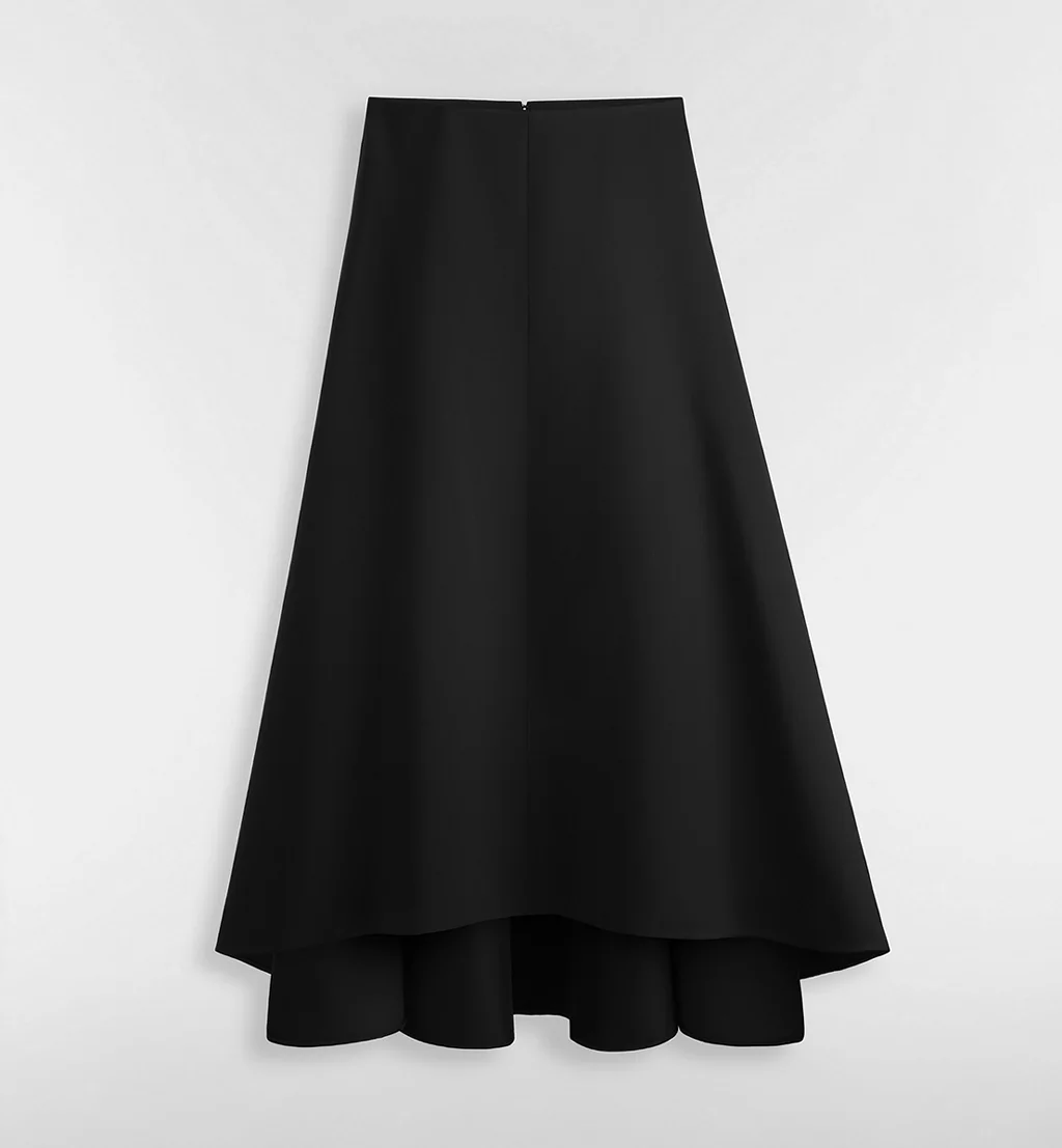 Christian Dior Mid-Length Flared Skirt in Black Wool and Silk.png