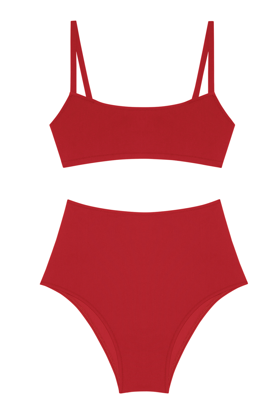 Lido Undici High Waist Two-Piece Swimsuit in Red