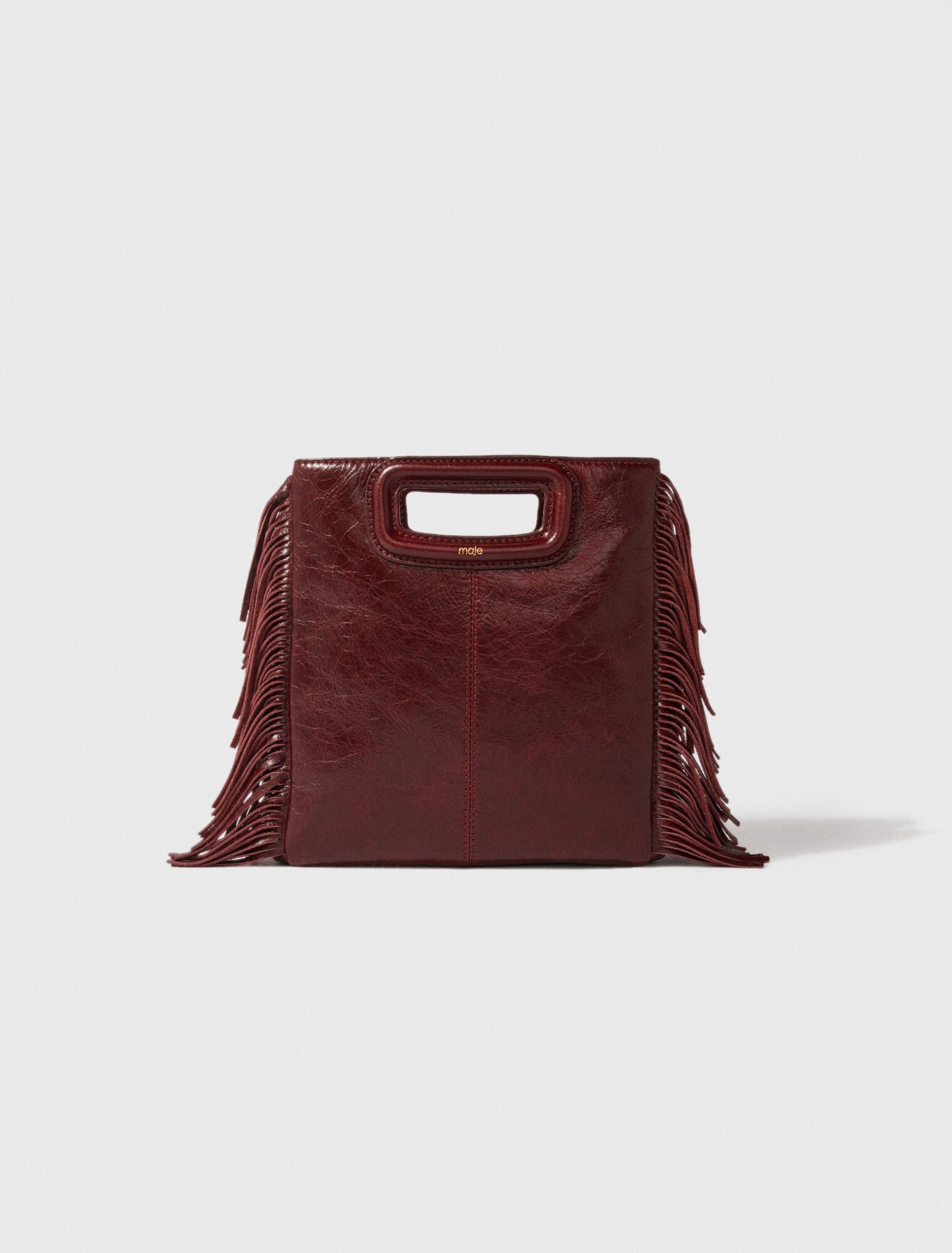 Maje M Bag in Burgundy Crackled Leather