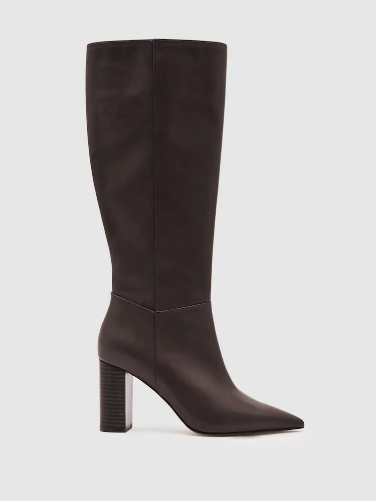 Reiss Bianca Block-Heel Knee-High Boots in Burgundy Leather.jpg