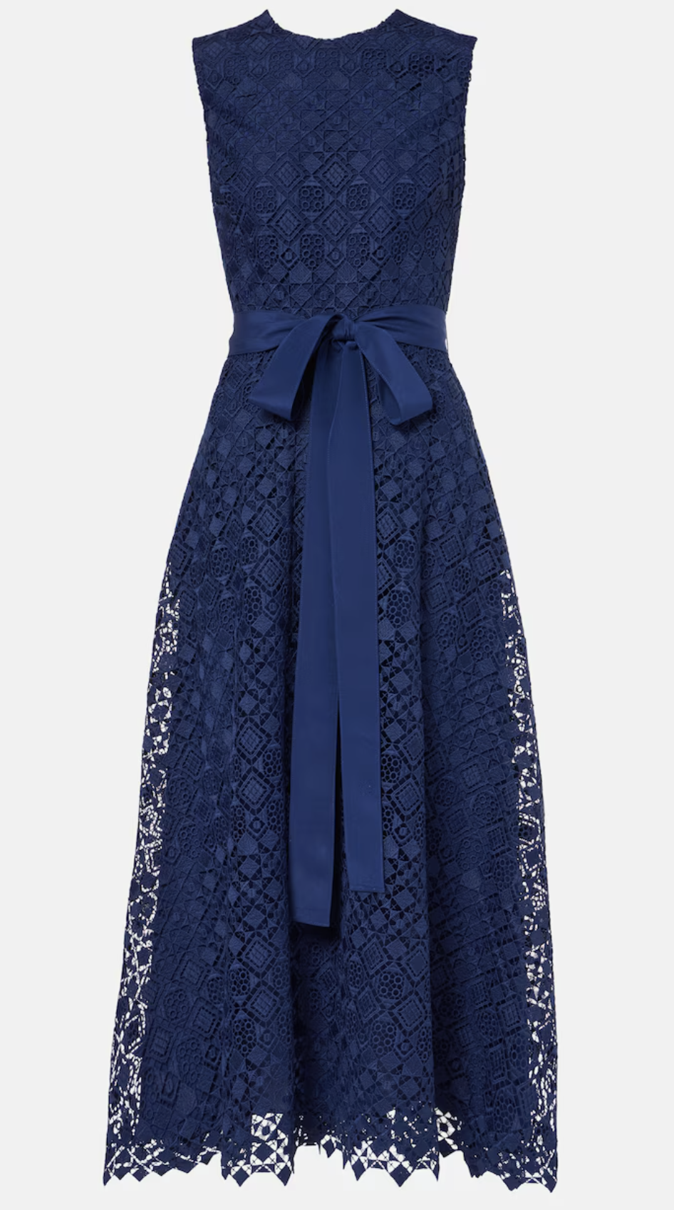 Elie Saab Macramé Midi Dress with Bow Detail