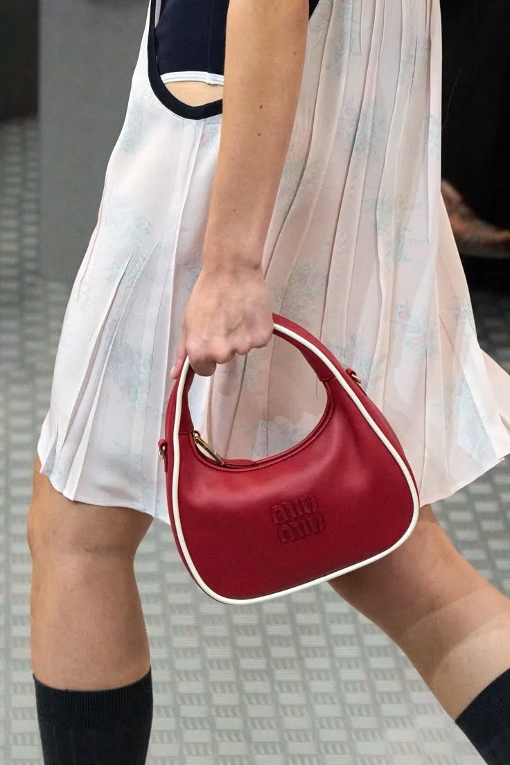 Miu Miu Wander Bag in Red with White Piping