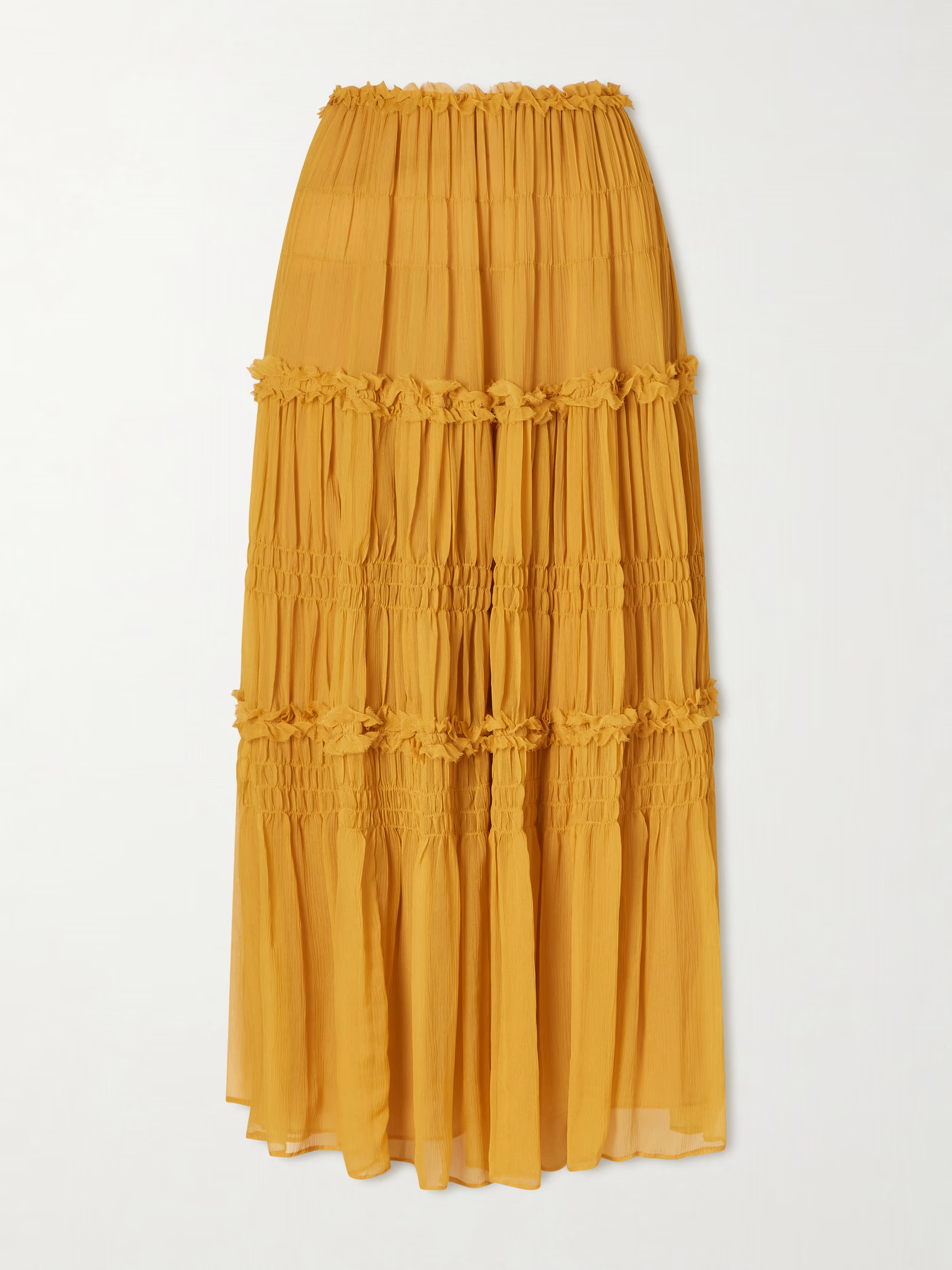 Ulla Johnson Virginie Silk Midi Skirt in Ochre.png