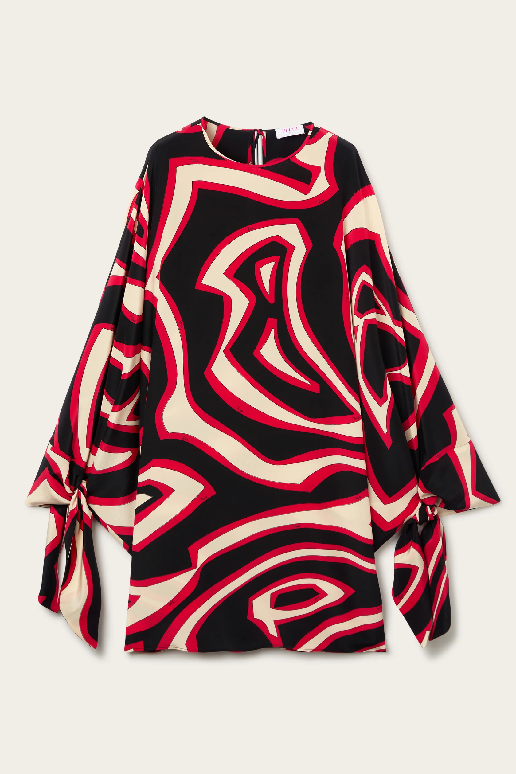 Pucci Labirinto Print Short Silk Kaftan in Red.png