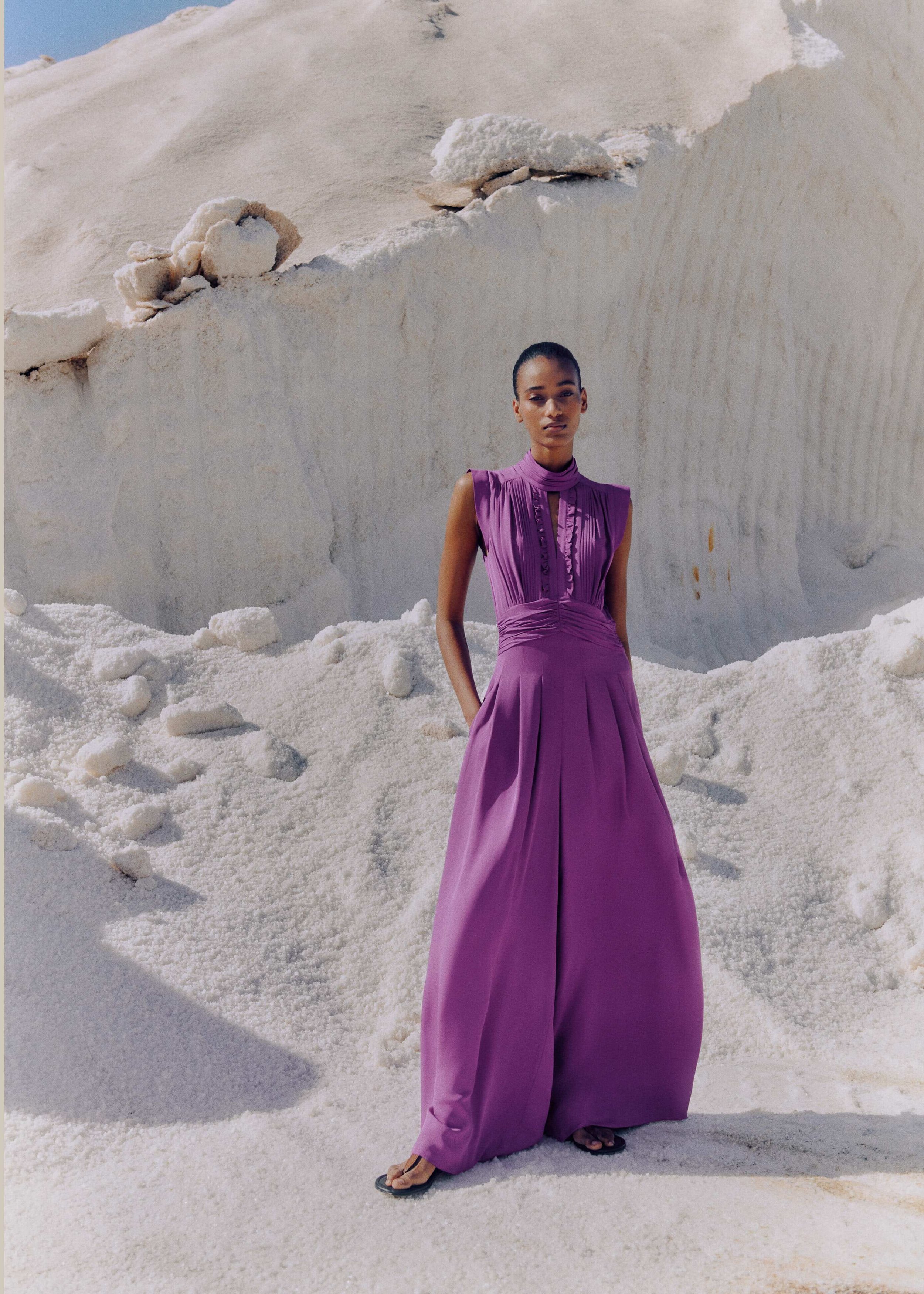 ME and EM Silk Wide Leg Jumpsuit in Purple